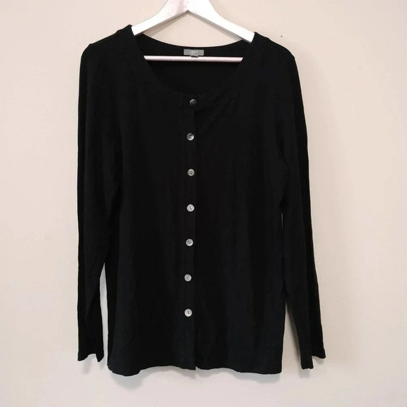 J. Jill Black Oversized Large Button-Up Blouse - Picture 1 of 9